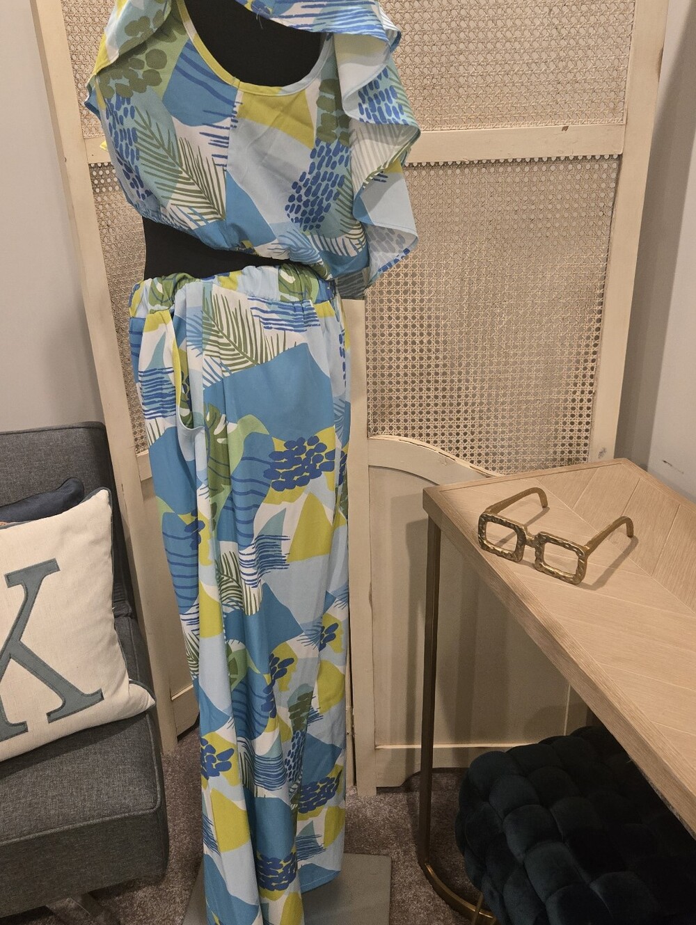 NWOT Blue & Green Floral Two-Piece Outfit